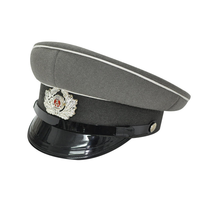 Gorra de Visera Profesional Gris Ceremonial de Mezcla de Lana para Ceremonias, Actuaciones y Uniformes de Seguridad