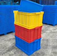 Conteneur et caisse de rangement en plastique empilable de qualité alimentaire, robuste, pour le déménagement, avec couvercles à charnières