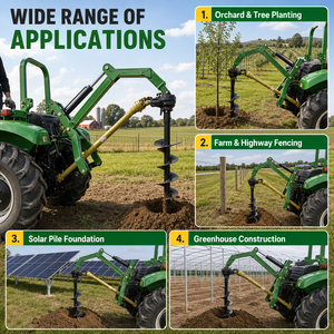 Trivella a 3 Punti con Azionamento PTO per Trattore, Ideale per Vigneti, Fattorie e Lavori di Perforazione su Terreni Duri - Product Image 5