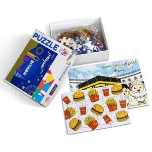 Produttore Personalizzato Logo 24/48/100/500 pcs Degradabile Carta del Gioco Di Puzzle Box Set OEM Fai Da Te Educational Giocattolo Per Bambini Puzzle Di Puzzle