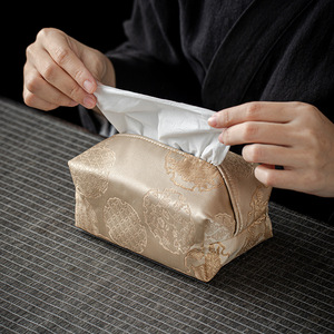 Boîte à mouchoirs en tissu brocart de style chinois, anti-poussière, pour voiture et salon, design rétro de luxe léger - Product Image 1