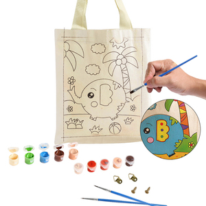 Pintura acrílica DIY bolsa de lona pintura al óleo ecológica <span class=keywords><strong>lienzo</strong></span> de lino bolsa de mano animales dibujos animados pintura por números bolsas para niños - Product Image 3