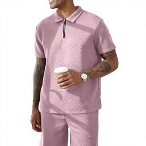Vente directe usine – Ensemble survêtement 2 pièces personnalisé avec logo OEM : Polo à quart de zip et short – Tenue d'été à manches courtes pour homme - Product Image 6
