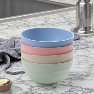 عبر الحدود 15-قش القمح البلاستيكي وعاء جديد تصميم كلاسيكي أدوات مائدة منزلية وعاء الأرز القمح أربع علب هدايا شعار قابل للطي - Product Image 3