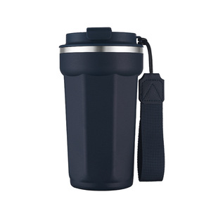 Portable Lanyard Octagon Travel Coffee <b>Mug</b> 380 510ml Stainless Steel Vacuum <b>Thermal</b> Cup Leak Proof Lid Custom Logo - Product Image 2