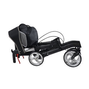 รถเข็นพับได้สำหรับผู้สูงอายุแบบมีพนักพิงน้ำหนักเบาเคลื่อนย้ายได้ช่วยเดิน4ล้อพับได้ - Product Image 3