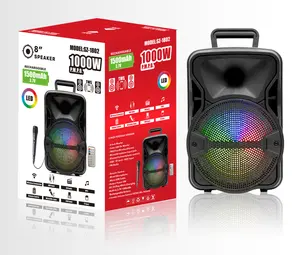 Hot Selling 8Inch Audio Super Bass Stereo Dj Blue Tooth Speaker Met Led Licht Draagbare Draadloze Bt Karaoke Party Box Speaker