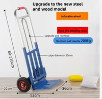 Carretilla de mano plegable de 200 kg, carro de jardín, carro utilitario, herramienta de transporte