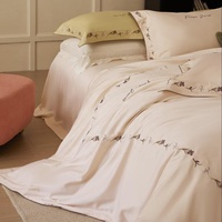 YCSP Ensemble de Literie de Luxe 4 Pièces en Gros, Couleur Rose Pêche Glacée, 100% Coton Supérieur à Fibres Longues, Drap de Lit Doux, Housse de Couette et Taies d'Oreiller