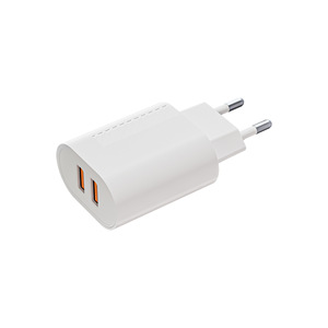 New QC17W European standard dual-<b>port</b> USB charger compatible with Apple and Android devices, CE certified, wholesale from - Product Image 2