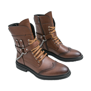 Bottes de moto de haute qualité, résistantes à l'usure, grande taille, style punk, à la mode, avec fermeture éclair et semelle extérieure en caoutchouc, pour l'automne/hiver - Product Image 1