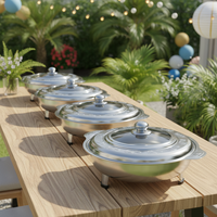 Chauffe-Plat Rond Commercial ORIX de Luxe en Acier Inoxydable Gaufré Rose pour Buffets, Hôtels, Restaurants et Événements