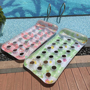 Silla Flotante Inflable con Orificios para Flores, para Piscina, Adultos, Asiento Flotante de PVC, Diseño con Patrón Verde - Product Image 3