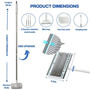 Mopa de Limpieza de Pisos con Sujeción Automática, Paños Reemplazables, Toallas de Repuesto, Paño Húmedo, Limpiador de Ventanas, Mopa Plana Desechable - Product Image 6