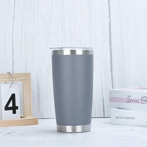 Custom Logo Powder Coated 20oz Stainless Steel Double Wall Insulated Travel Tumbler with Handle Outdoor Coffee Mug Cups with Lid - Product Image 6