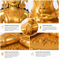 Statue de Bouddha Ksitigarbha Bodhisattva faite à la main, sculpture artisanale en laiton pour la décoration de la maison, décoration d'autel de temple