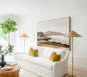 Paysage abstrait peint à la main <span class=keywords><strong>de</strong></span> montagnes et <span class=keywords><strong>de</strong></span> lacs, peinture murale naturelle minimaliste moderne - Product Image 4