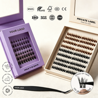 Nouveaux designs de faux cils pré-collés longue durée, pose facile, cils volumineux, vente en gros, cils en grappe DIY