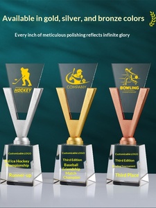Trophée en cristal personnalisable avec gravure gratuite, conception en ligne sur mesure pour les récompenses de compétitions de gateball, baseball sur glace et <span class=keywords><strong>bowling</strong></span> - Product Image 3