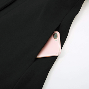 Manteau-robe noir croisé sur mesure pour femme, col à revers cranté, couture princesse, coupe évasée, longueur midi, pour l'hiver, OEM ODM - Product Image 5