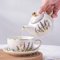 Théière anglaise à fleurs pour le thé de l'après-midi, théière mère et enfant en céramique, service à thé pour la maison et le bureau, ensemble de tasses à eau