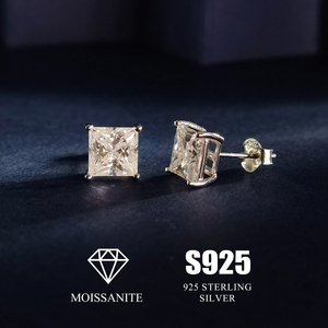 Rhodium Plated S925 Sterling Silver Stock <strong>Square</strong> <strong>Earrings</strong> Luxury VVS Moissanite Lab Grown <strong>Diamond</strong> Women Stud <strong>Earrings</strong> - Product Image 3