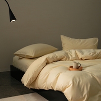 Ensemble de literie en coton 100% de qualité supérieure, couleur unie, quatre pièces, 200 fils/cm², pour toutes les saisons, écologique, pour usage domestique