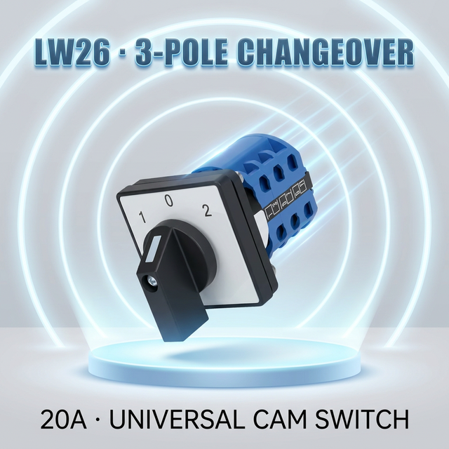 LW26 Plastic Change Over Switch Manual Cam Rotary Knob 12V Rev 63 Amp Changeover Selector Switches 8 Position 3 IEC60947
