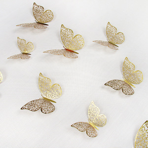 Hot Sale Modern 3D Texture Metal Hollow Butterfly Wall <b>Stickers</b> for Home Decoration Wedding Birthday Eco-Friendly Easy Hanging - Product Image 5