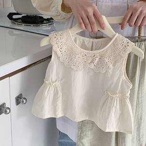 Tongxingyuan Girls Summer Outfit Set Vest And Pants Two Piece Cotton Casual Clothes Solid Color Thin Style - Product Image 4