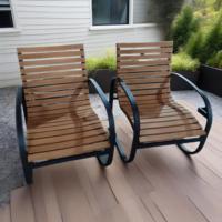 Chaise longue de bistrot en plastique, bois et aluminium pour l'extérieur, chaise à bascule pour jardin, balcon, hôtel et terrasse