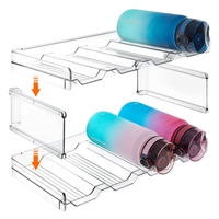 Organisateur de garde-manger de cuisine en plastique acrylique empilable écologique, étagère de rangement et d'organisation de bouteilles d'eau