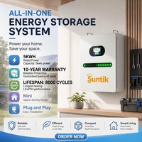 Système solaire tout-en-un avec onduleur et batterie murale 2kVA 2.5kWh au lithium avec cellules de batterie de qualité A pour les petites charges électriques domestiques