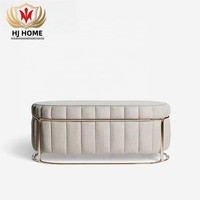 HJ HOME Tabouret de chevet moderne en acier inoxydable pour chambre à coucher de luxe légère Chaise longue et lit ottoman King Size
