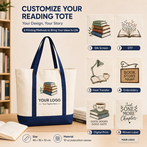 Bolsa de Tela Personalizada con Logotipo Bordado en Color Sólido, Bolsa de Compras Reutilizable para Librerías y Bibliotecas, Regalo - Product Image 3