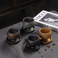 Tasses en céramique vintage en poterie brute artisanale, style japonais, latte art, tasses à thé de l'après-midi pour un usage domestique