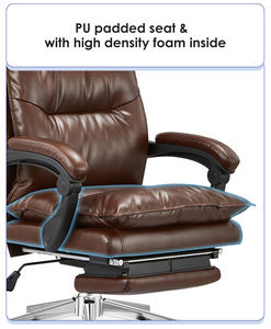 Sedia da Ufficio Girevole in Pelle Impermeabile, Poltrona Direzionale Ergonomica con Poggiapiedi per Manager - Product Image 3