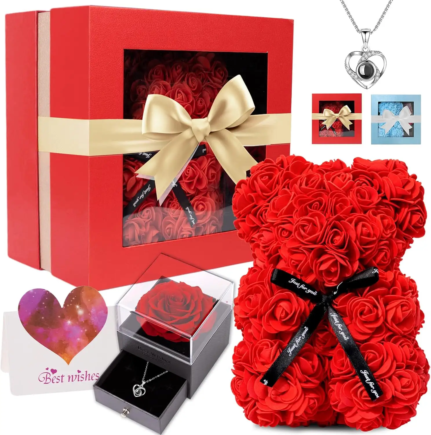 Valentijnsdag Cadeaus 2024 Rozenbeer Ik Hou Van Je 100 Talen Juwelendoos Wenskaart Valentijnsdag Geschenkdoos