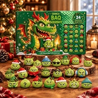 Lot de 24 figurines en plastique souple Grinch Bun Green-Fluff, boîte mystère, petits jouets fantaisie sur le thème de Noël pour les 14 ans et plus