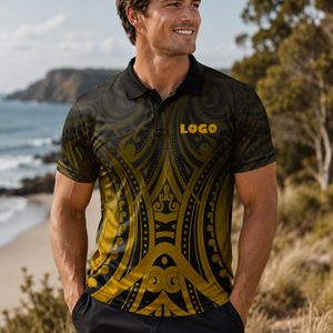 Polo d'été à manches courtes personnalisé pour hommes drapeau fidjien <span class=keywords><strong>Bula</strong></span> imprimé tribal tenue décontracté T-shirt de golf - Product Image 1