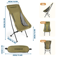 Chaise de plage pliable KingGear de style japonais avec dossier haut - Chaise de camping portable et pliable avec option OEM personnalisée