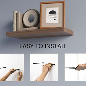Natural <b>Walnut</b> Floating <b>Shelf</b> Wall Mount Wood Display Rack For Living Room Home Decor - Product Image 3