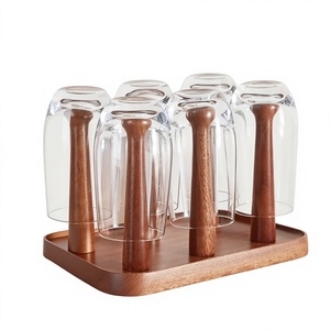 New Wooden Glass Holder Stand Cookbook Holder Organizer <b>Tray</b> Base Elegant Glass <b>Storage</b> Modern Multifunctional Durable Wood - Product Image 2
