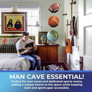 Soportes de Pared para Balones Deportivos Hold My Ball, para Mano Izquierda/Derecha, Estantes de Exhibición de Resina Negra Pulida para Baloncesto y Voleibol - Product Image 3