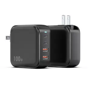 Chargeur USB C Gan 100W Adaptateur secteur USB-C 4 ports PD 3.0 Chargeur Type C 100W Adaptateur de voyage à charge rapide pour Macbook TOP Support
