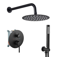 Ensemble de douche thermostatique encastré Chrome pour usage hôtelier et domestique, avec mitigeur et kit de douche