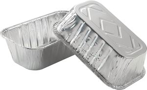 750ml Disposable Aluminum <b>Foil</b> Mini Loaf Pan <b>Container</b> with Plastic Lid Recyclable Food Grade Baking Tray RE216 - Product Image 3