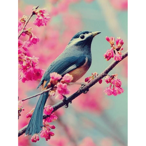 Venta al por mayor pájaro pintura AB redondo completo taladro Diy 5d diamante arte pintura bordado hogar pared decoración flores imagen - Product Image 1