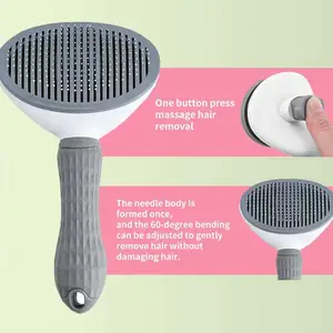New Pet Groming Tool One-click Pet Remove Shedding Hair Tool Self-cleaning Slicker Pet Comb Cat Brush