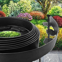Kit de bordure de jardin moderne en plastique noir de 20 pieds, piquets de bordure, rouleau de bordure paysagère, bordure de parterre, pelouse, allée, décorations de jardin